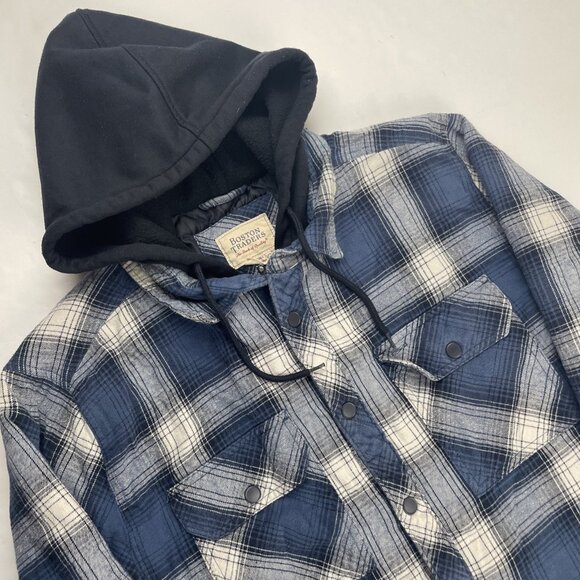 Boston Traders Quilt Lined Flannel Jacket Men’s L Zip Snap Front Shacket Plaid - Picture 1 of 13